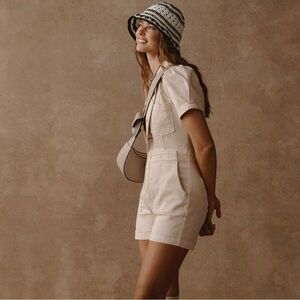 Anthropologie Kit Utility Romper by Pilcro